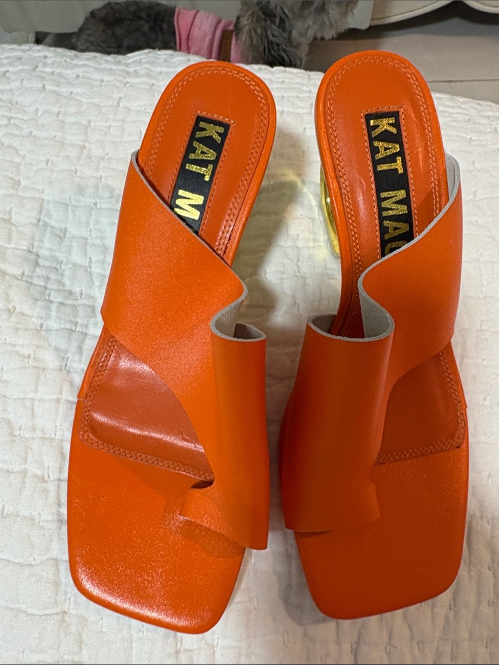 KAT MACONIE Orange Leather Slide Mules